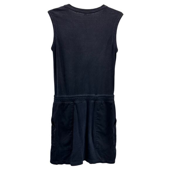 James Perse Sleeveless Black Dress Knit Denim Pockets Tie Waist Size 0 XS - Picture 2 of 12
